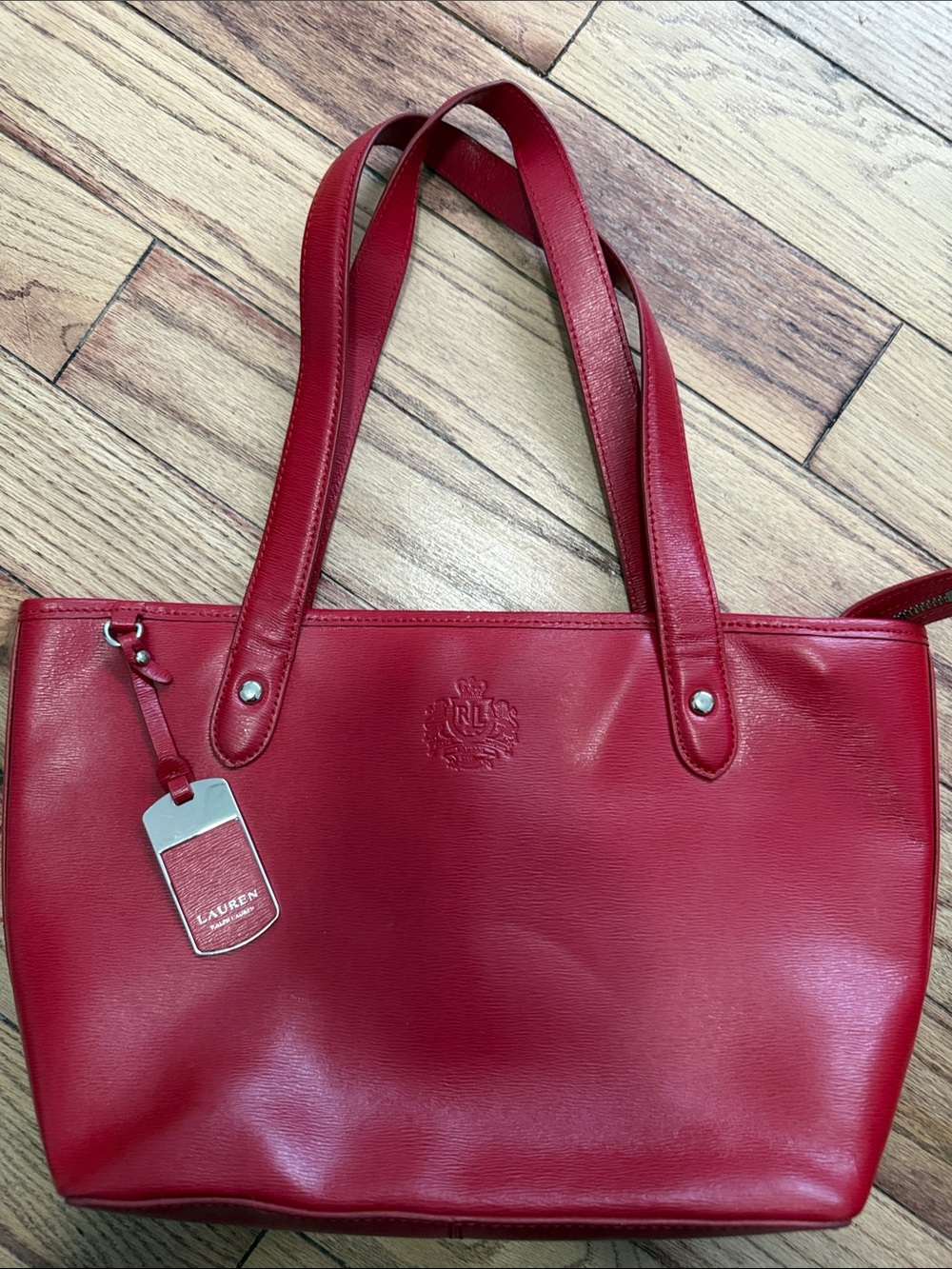Lauren Ralph Lauren Red Leather Shopper Tote